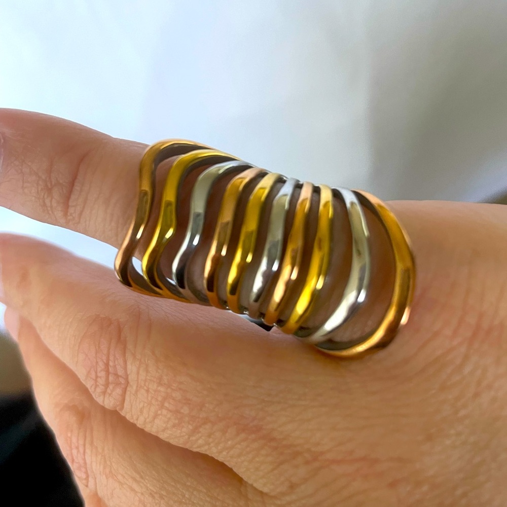Gold/silver/copper ring sz.7